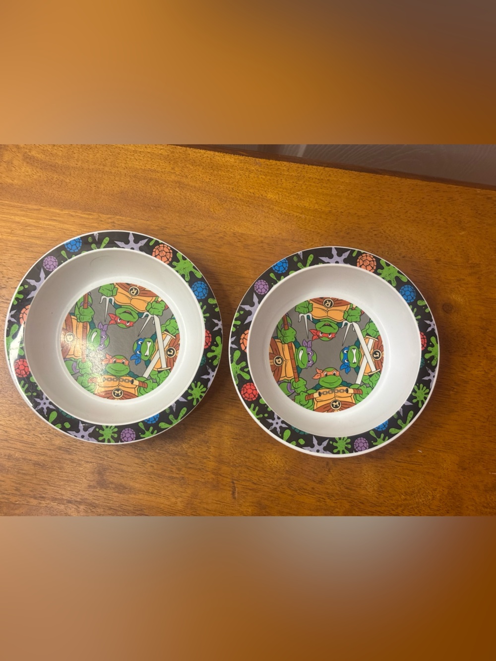 Kids' Cartoon Character White and Green Melamine Bowls - Set of 2